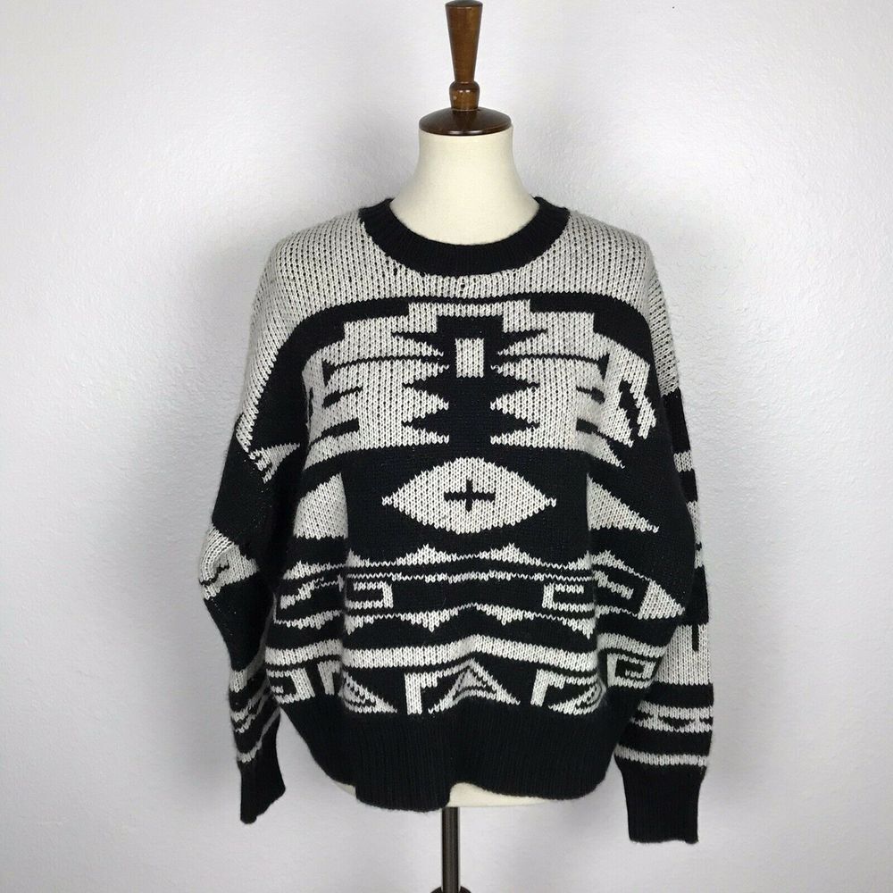 Elle Sasson Sweater‎ Women S Chiara Tribal Print Slouchy Retro Western  NWT